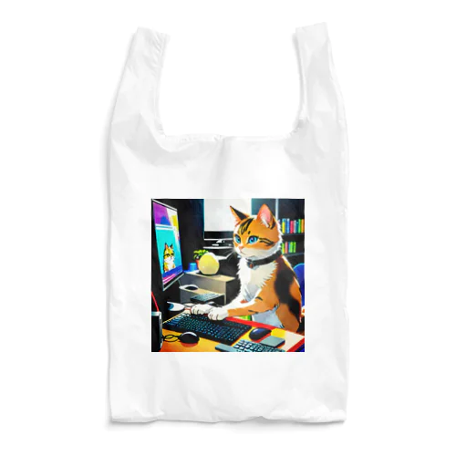 サイバーパンク風PCネコ Reusable Bag