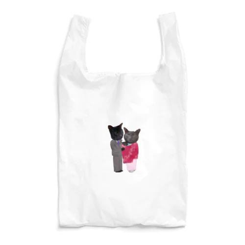 黒猫の親子 Reusable Bag