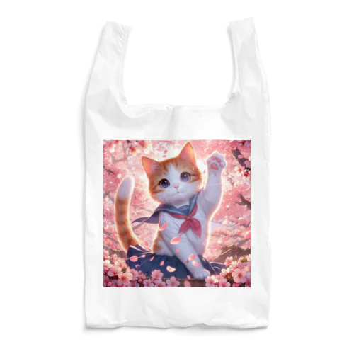 桜咲く華の学生猫 hana Reusable Bag