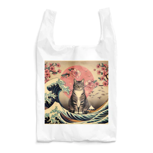 浮世絵猫　波桜 Reusable Bag