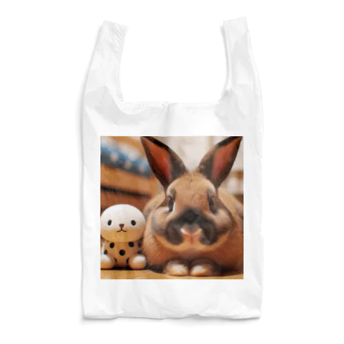 ぬいぐるみとうさぎ Reusable Bag