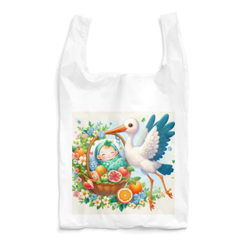 幸せを呼ぶコウノトリ2/Stork of Happiness2 Reusable Bag