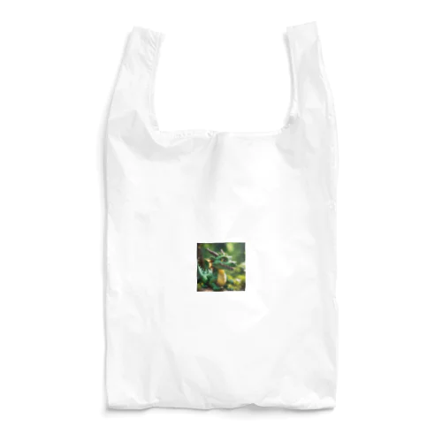 新緑の森で木漏れ日を浴びて喜んでいる竜 Reusable Bag