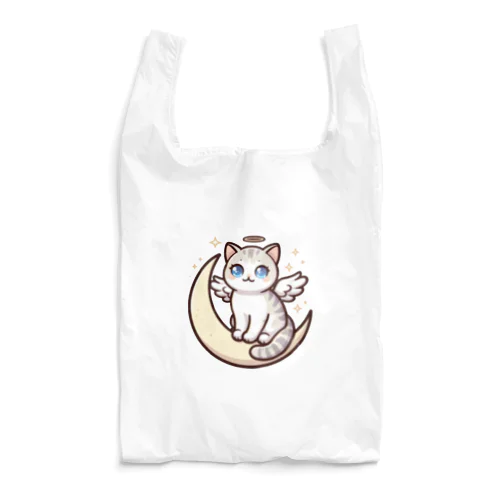 三日月に乗った天使猫 Reusable Bag