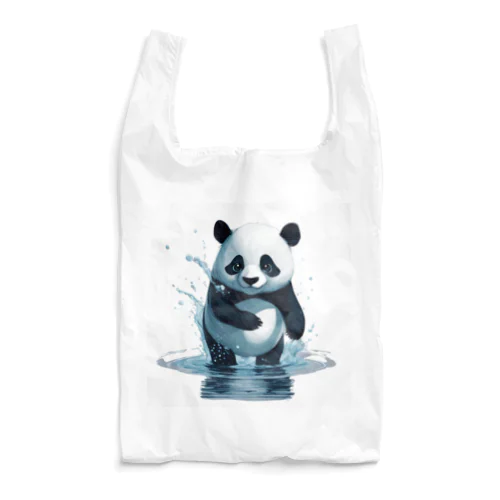 パンダの水遊び Reusable Bag