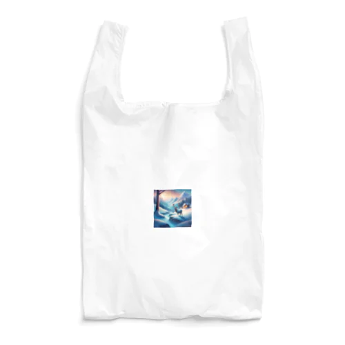 極光の冬景色とトナカイ Reusable Bag