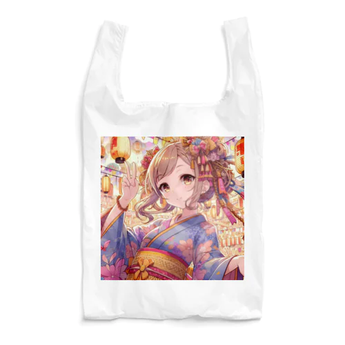 お祭りを楽しむ浴衣美少女 Reusable Bag