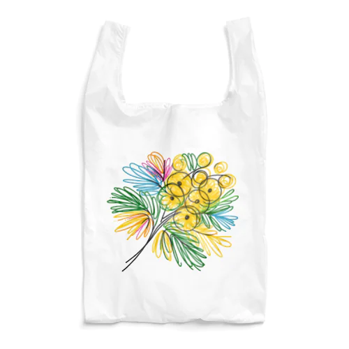 鮮やかなカラフルなミモザの花束 Reusable Bag