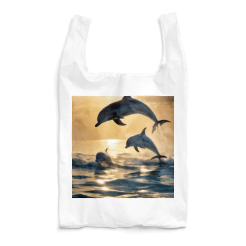 光を浴びて泳ぐイルカの親子 Reusable Bag