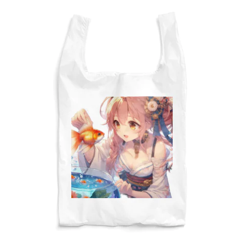 金魚と浴衣姿の女の子 Reusable Bag