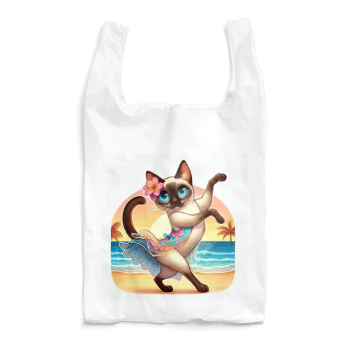 リズム感抜群！長身な白シャムネコがビーチでランバダダンス！  Reusable Bag