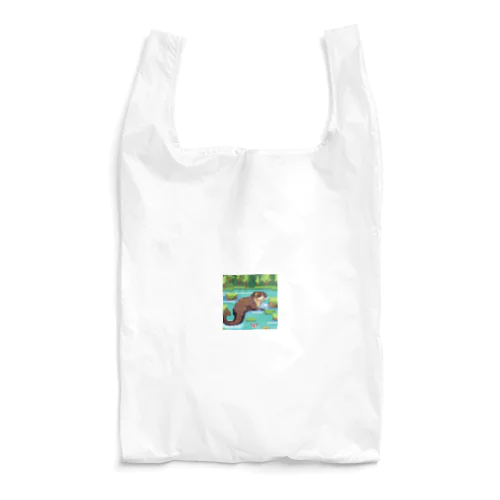 流れの中でバタフライスタイルで泳ぐコツメカワウソ Reusable Bag