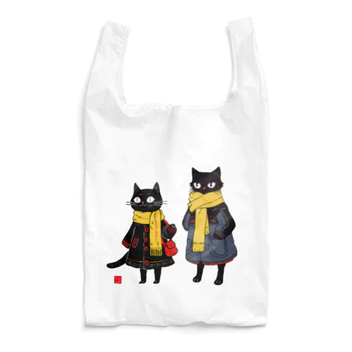 黒猫夫婦のお買い物 Reusable Bag