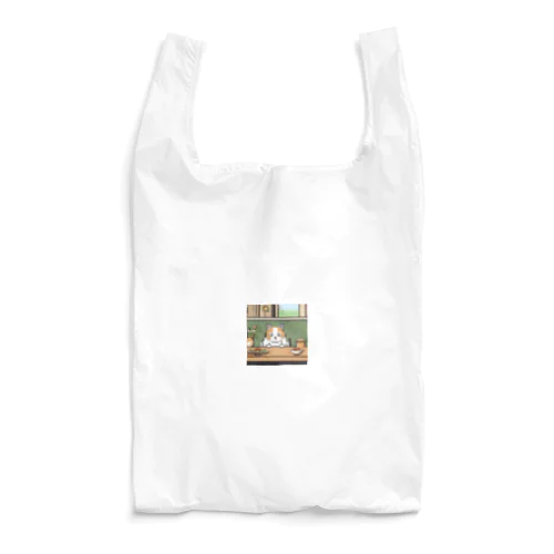 テーブルの上でおねだりしている猫 Reusable Bag