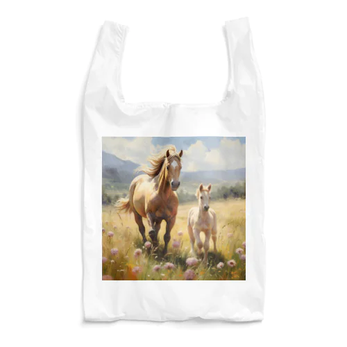 草原で遊ぶ馬の親子　Dream   2047 Reusable Bag
