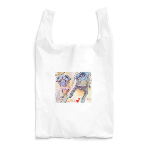 パグ犬　ケンちゃん　花ちゃん Reusable Bag