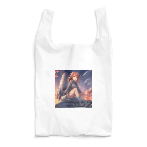 夕陽に輝くロケット子さん Reusable Bag