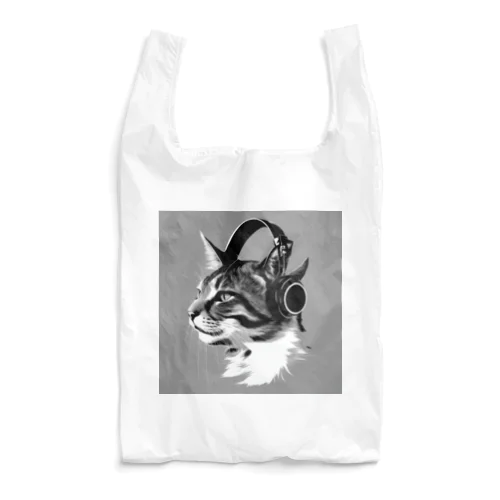 ヘッドホンをした猫 Reusable Bag