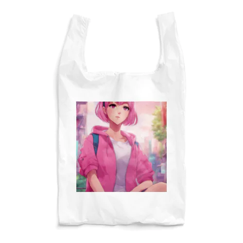 ピンク色のショートヘア女性 Reusable Bag