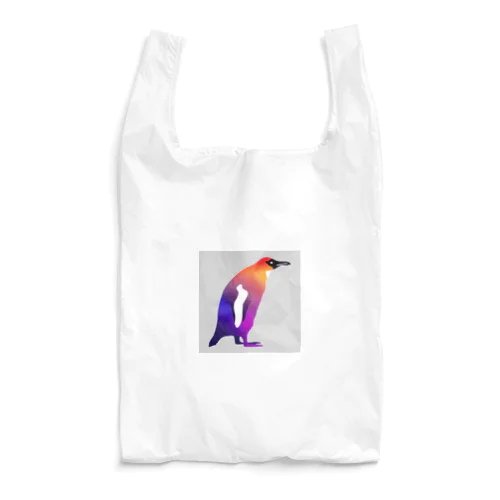 紫からオレンジのグラデーションのペンギン Reusable Bag