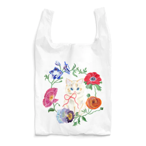 Spring flower & Cat Reusable Bag