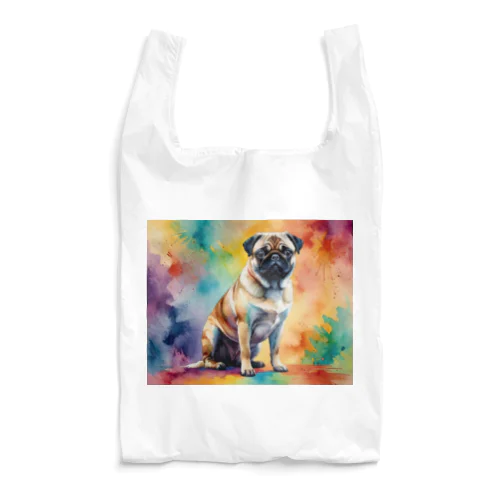 パグ　Pug　水彩画風 Reusable Bag