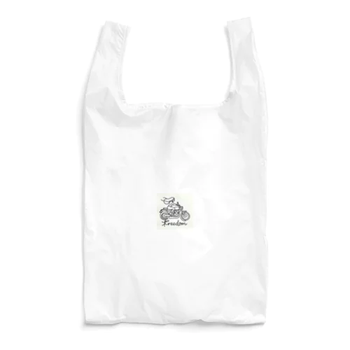 一筆書き風バイク女子 Reusable Bag