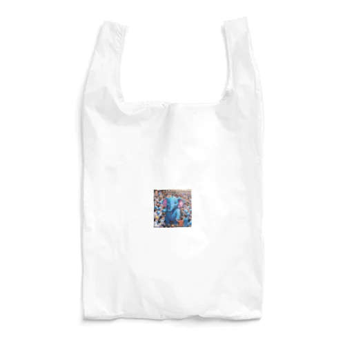 人ごみで押されたり、ぶつけられる青いゾウ Reusable Bag