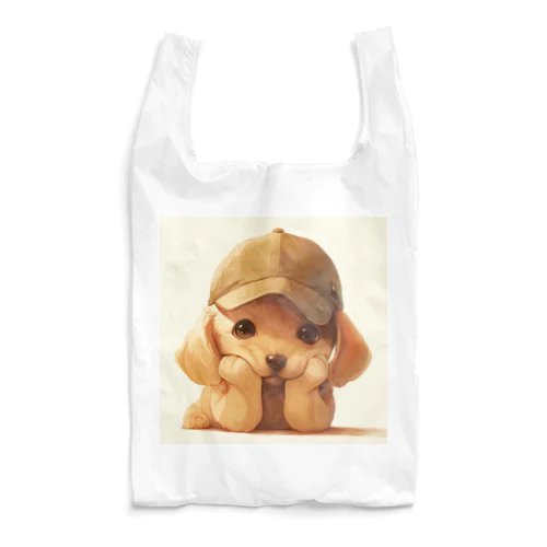 キャプをかぶった可愛い子犬 Marsa 106 Reusable Bag