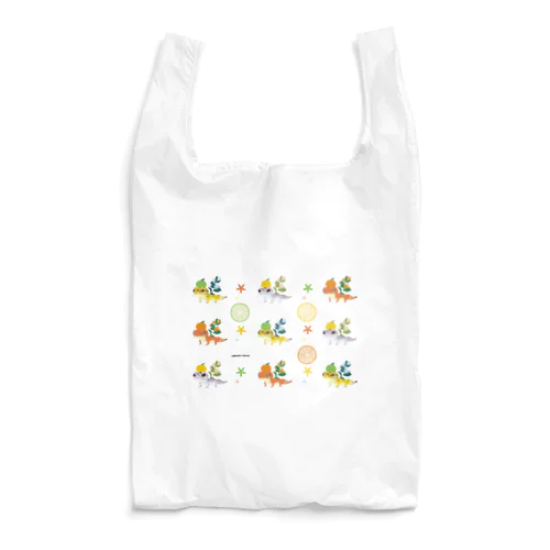 レオパと柑橘類【黒文字ver】 Reusable Bag