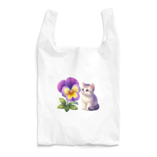 猫とパンジー Reusable Bag