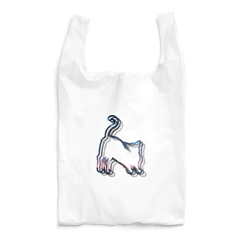 伸びをする枠ねこ_青 Reusable Bag