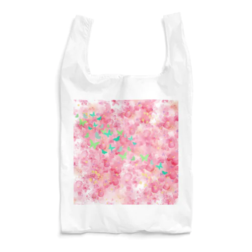 ピンクフラワーバタフライ Reusable Bag