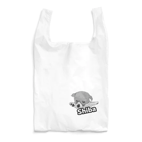 飛行機ポーズ　柴　モノクロ版 Reusable Bag