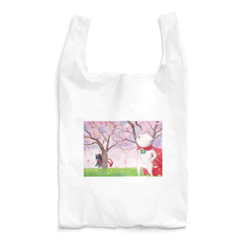 花見を楽しむ子犬マン（…と怪盗黒猫） Reusable Bag