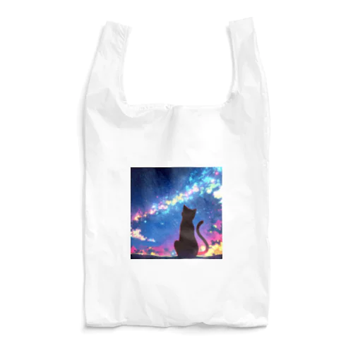 風景_星空と猫001 Reusable Bag