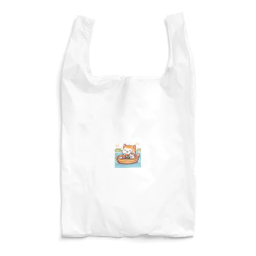 子猫が船で美味しいお魚食べたよ Reusable Bag