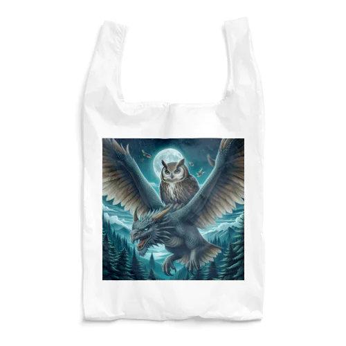 フクロウがドラゴンに乗って大冒険中🦉🐉 Reusable Bag