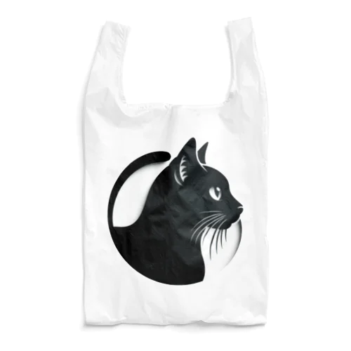 Gatto＊黒猫切り絵デザイン(透過) Reusable Bag