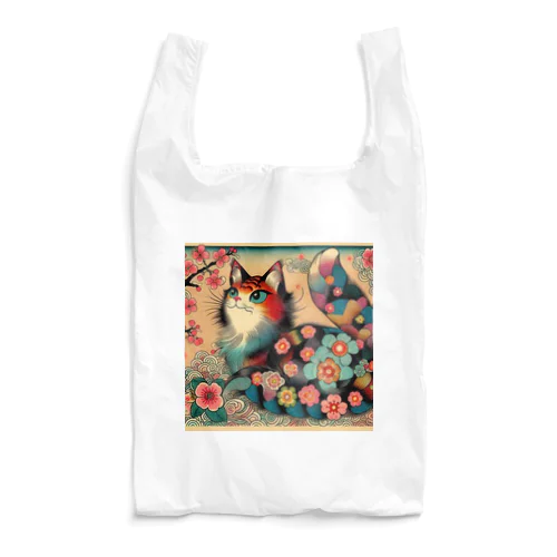 浮世絵風　カラフル猫「Ukiyo-e-style Colorful Cat」「浮世绘风格的多彩猫」 Reusable Bag