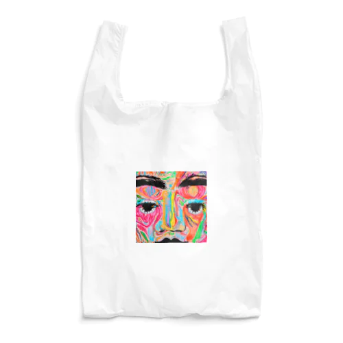 モダンアート　油絵　人物像　カラフル Reusable Bag