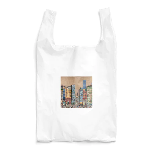 油絵　知らない都市の風景　ノスタルジー Reusable Bag