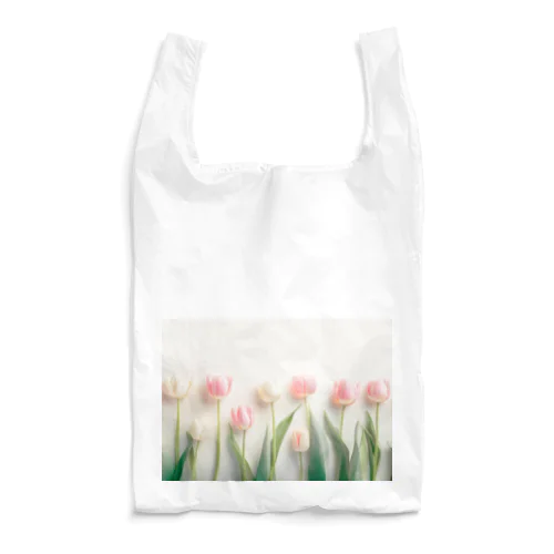 ピンクと白のチューリップ Reusable Bag