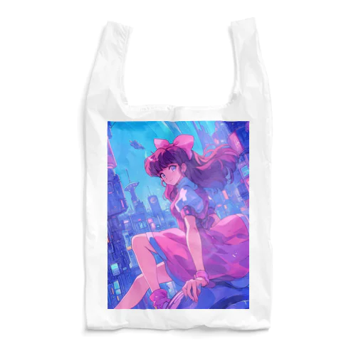 昭和レトロアニメ風近未来ガール Reusable Bag