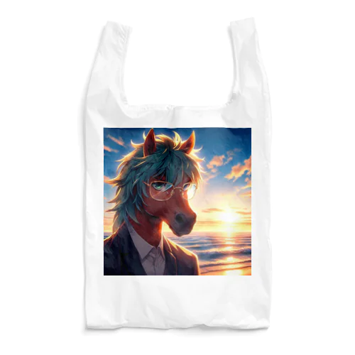 弁護士の馬、夕焼けの浜辺で自撮りする Reusable Bag
