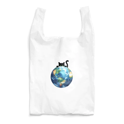 地球と黒猫 Reusable Bag