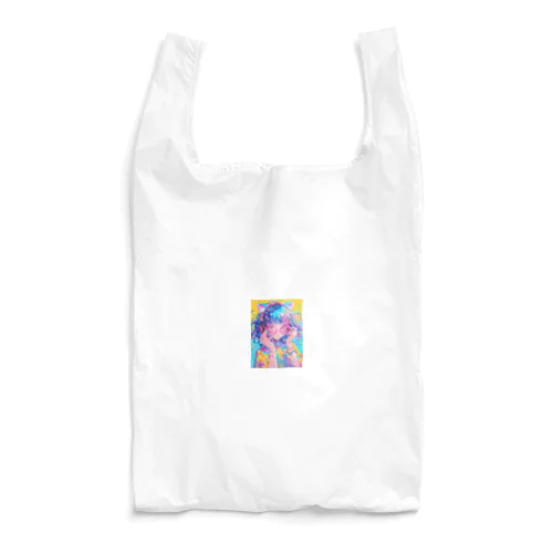 メガネの可愛い女の子のキャラクター Reusable Bag