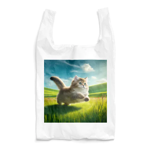 草原を駆けるマンチカン Reusable Bag