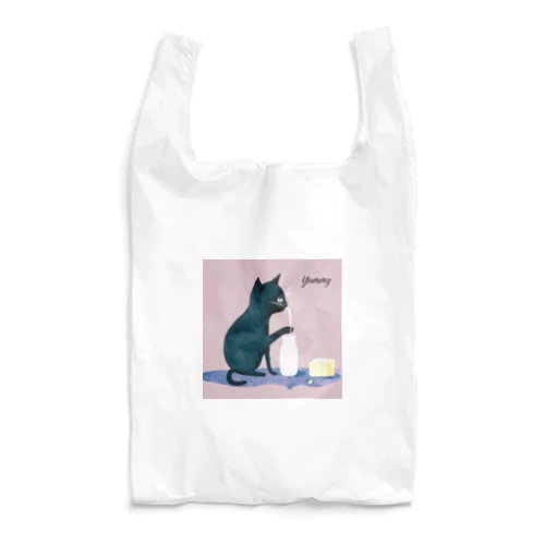 ミルク大好き黒猫 Reusable Bag