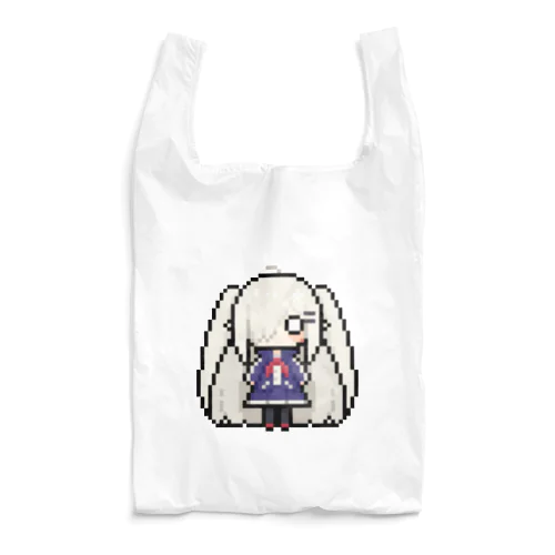 ドット絵の白髪ロング美少女 エコバッグ